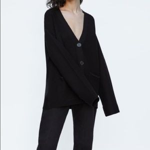 Zara textured weave cardigan black